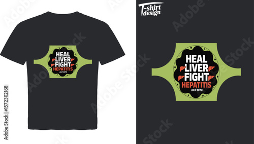 A graphic with the words heal liver fight hepatitis july th inside a black circle on a green background