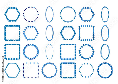 Vector Frames Set with Blue Mediterranean Motif