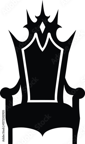 Fantasy King Throne with Spiked Backrest in Gothic Silhouette Design