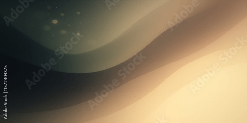 Dark green and beige abstract smooth flowing wave design with soft layered textures