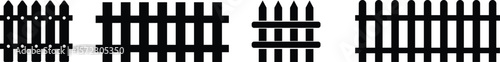 Wooden Fence Icon set. Classic Garden Fencing Symbol. Simple Wooden Fence cassic picket fence that embodies simplicity and security its clean lines and rustic charm.collection of Garden fence wooden.