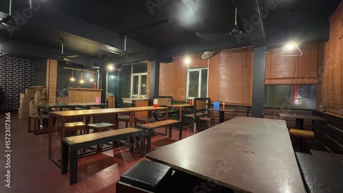 Nightlife Ambience at Hotel, Pub, and Restaurant – Dark Urban Evening Scene