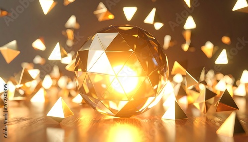 Golden sphere, triangular facets, light