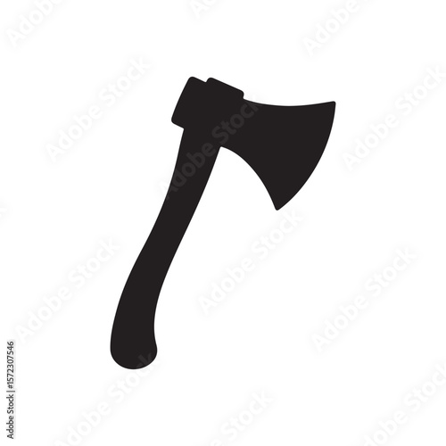 A classic metal axe with a wooden handle, isolated on a white background, a sharp and rusty cutting tool