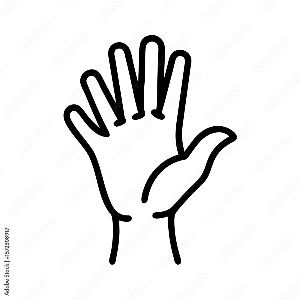 Obraz premium Open Hand Gesture Icon: Stop, Hello & High Five Symbol