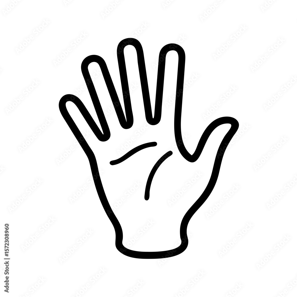 Open Hand Gesture Icon: Stop, Hello & High Five Symbol Open Hand Gesture Icon: Stop, Hello & High Five Symbol