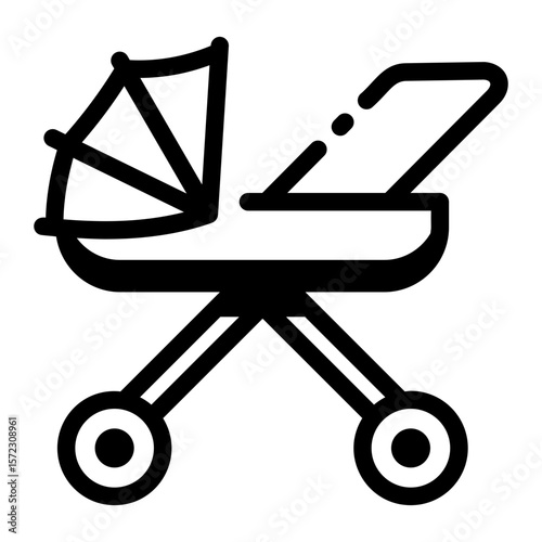 A linear style icon representing baby pram
