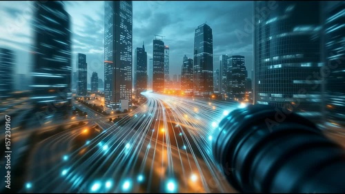Fiber optic cables bring internet to cities.