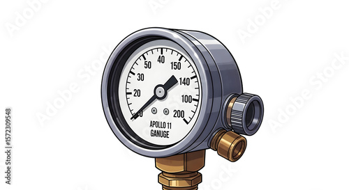 Stylized Pressure Gauge Illustration on Black Background