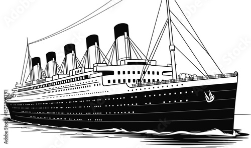 Majestic Ocean Liner A Timeless Maritime Icon -  Historic Ship Illustration