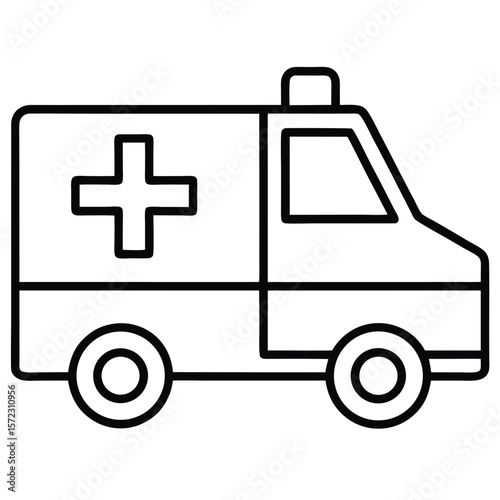 Ambulance Vehicle Icon with Emergency Cross Symbol for Medical and Healthcare Design
