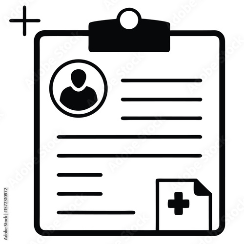 Medical Record Icon with Patient Photo for Healthcare and Identification Concepts
