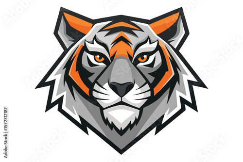 Black and white tiger roars fiercely with sharp teeth in its open mouth