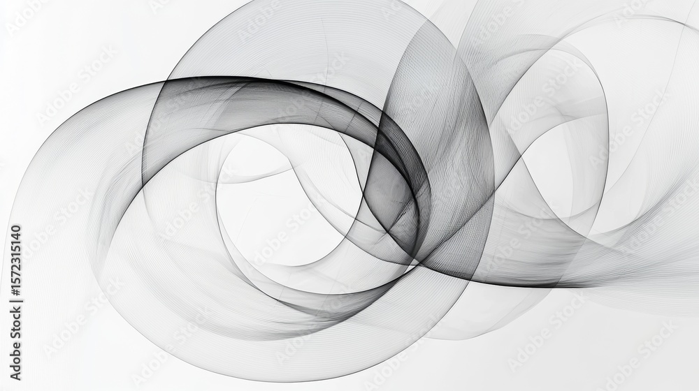 Naklejka premium Dynamic abstract patterns created with flowing black lines against a white background
