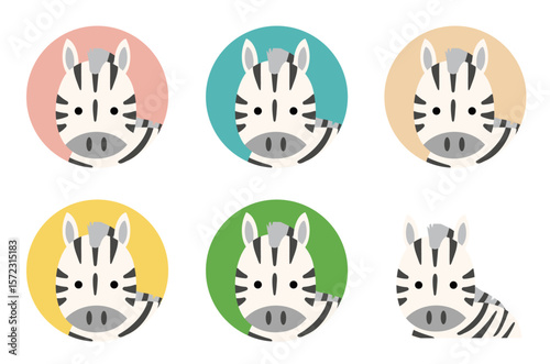 可愛いシマウマのアイコンセット/Cute Zebra Icon Set 
