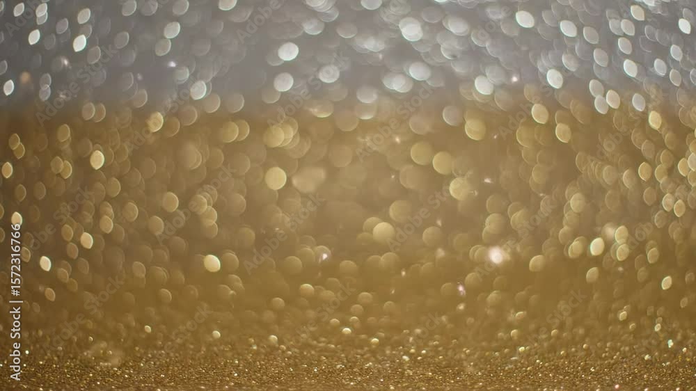 Blurred image showcasing shimmering gold and silver bokeh lights
