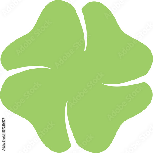 Light green four leaf clover representing luck, fortune, and prosperity, perfect for St. Patrick Day festivities or Irish themed designs, embodying hope and charm