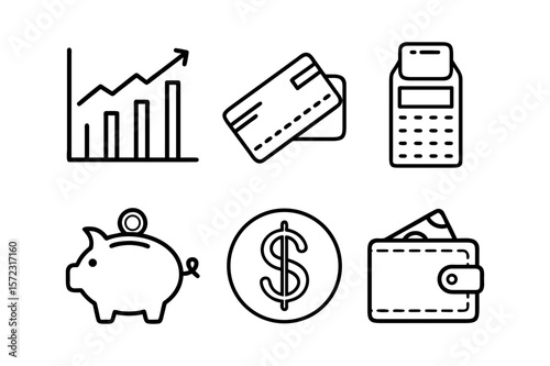 Financial Icons Set: Business, Payment & Saving Concepts