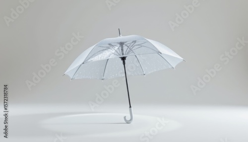 a minimal clean frosted crystal umbrella in the shape of a pyramid with flexible outer shell, no text or branding, isolated on pure white background, ultra high resolution.