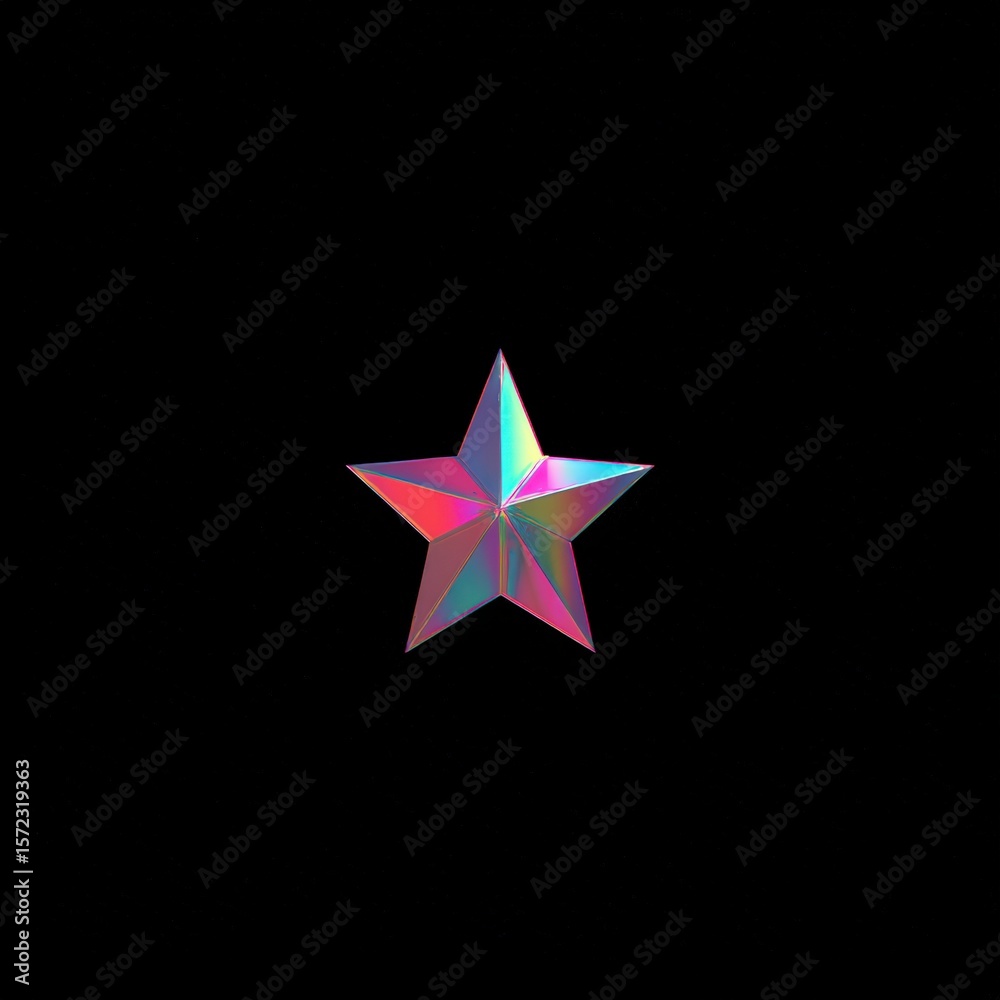 Fototapeta premium Shimmering Iridescent Star on a Deep Black Background