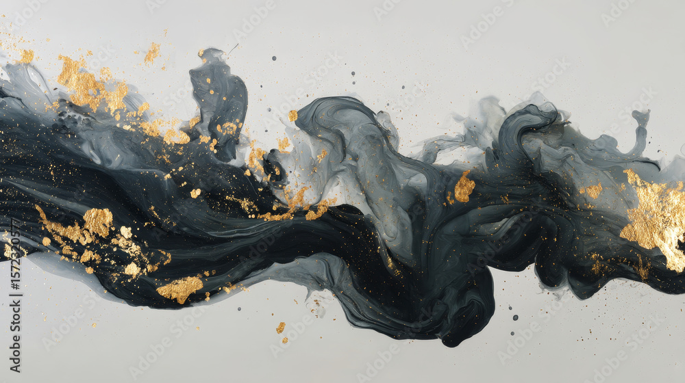 Obraz premium Abstract Ink Splatter with Gold Accents