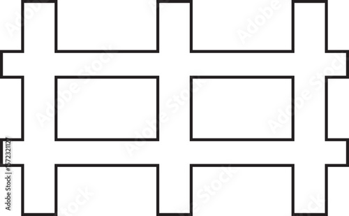 Wooden Fence line art Icon. Classic Garden Fencing Symbol. Simple Fence cassic picket fence that embodies simplicity and security its clean lines and rustic charm.collection of Garden fence wooden.