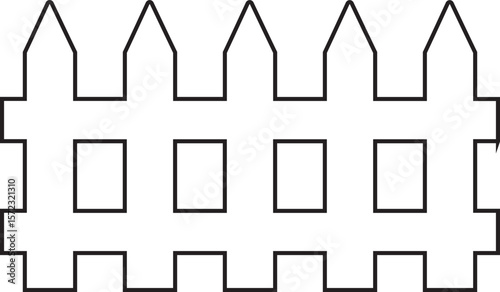 Wooden Fence line art Icon. Classic Garden Fencing Symbol. Simple Fence cassic picket fence that embodies simplicity and security its clean lines and rustic charm.collection of Garden fence wooden.