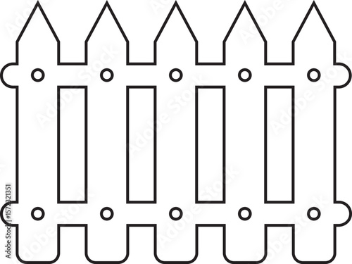 Wooden Fence line art Icon. Classic Garden Fencing Symbol. Simple Fence cassic picket fence that embodies simplicity and security its clean lines and rustic charm.collection of Garden fence wooden.