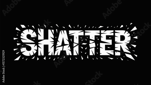 Shatter effect text design broken typography graphic destruction shattered letters abstract vector design