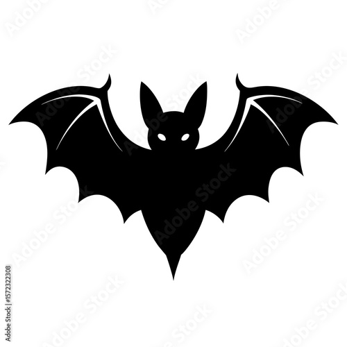 Bat vector black animal silhouette on white backgroun
