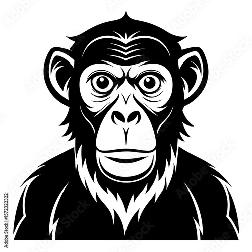 Chimpanzee vector black animal silhouette on white background