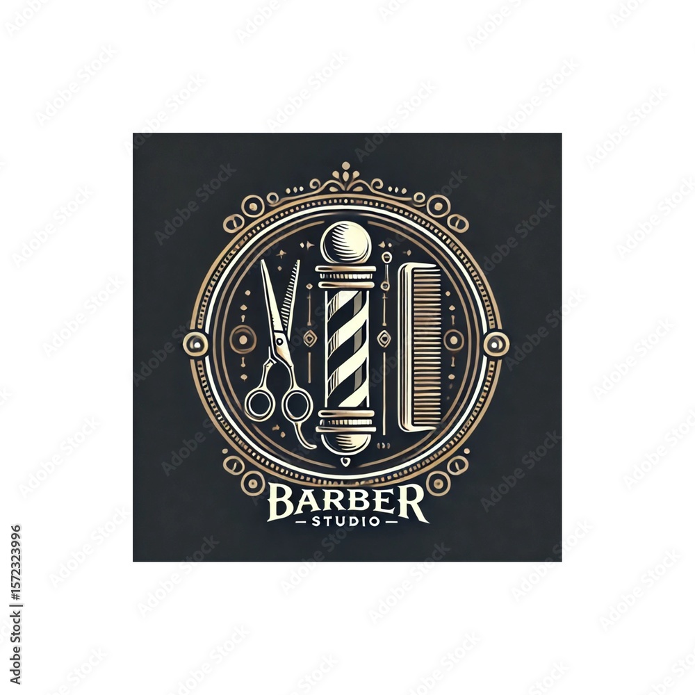 Fototapeta premium logo per parrucchiere e barbiere