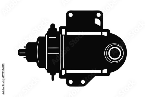 Starter motor icon vector silhouette, Starter motor vector symbol isolated on white background