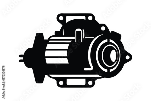 Starter motor icon vector silhouette, Starter motor vector symbol isolated on white background