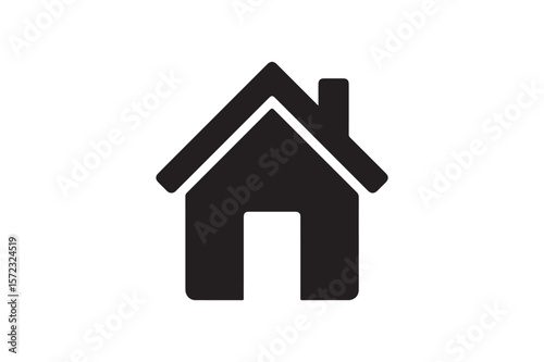 Home Button Sign icon silhouette vector with white background