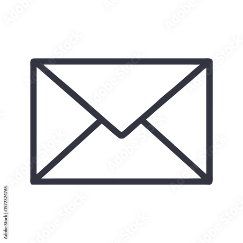 Email envelope icon: a symbol for mail, messages, and contact on websites simple flat black silhouette of closed envelop vector icon illustration on white background minimalist