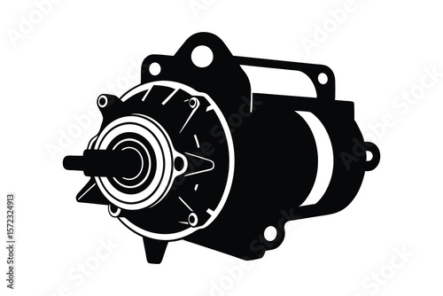Starter motor silhouette on white background