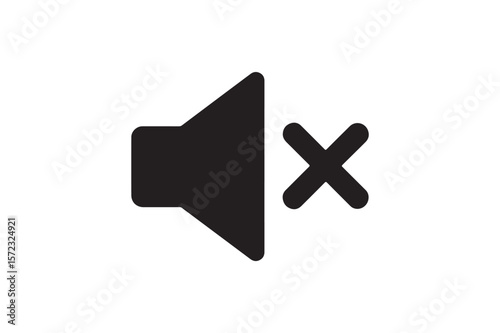 Mute Speaker Symbol icon silhouette vector with white background