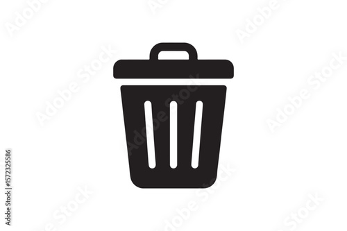 Trash Bin Sign icon silhouette vector with white background