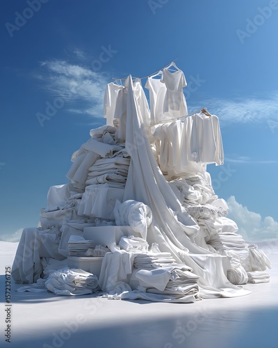 Monumental Laundry A Surrealist White Textile Sculpture