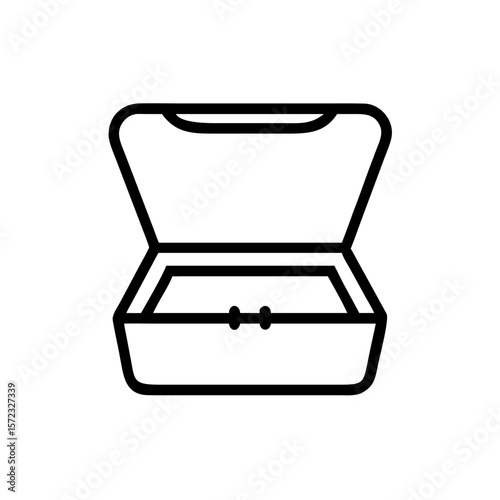 Open jewelry box in minimal design with simple outline  