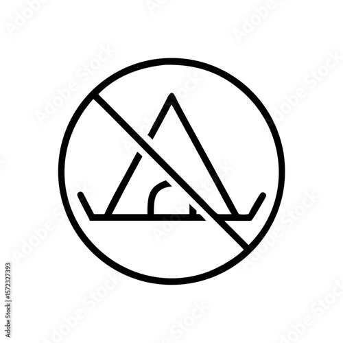 No Camping Icon on Transparent Background  