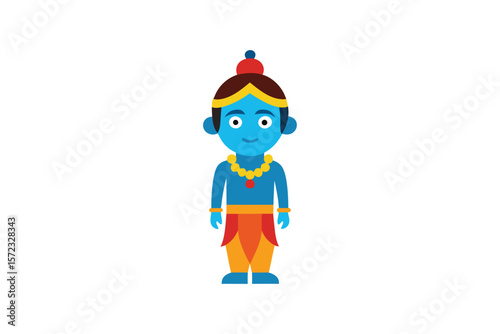 Bal Krishna in traditional attire cultural divine child vector art illustration
