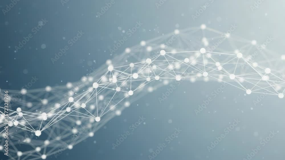 A complex network of interconnected nodes forms an abstract, technological background