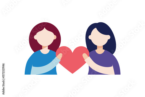 Friends making a heart sign keep the bond affectionate gesture vector art illustration