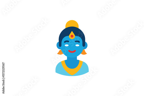 Janmashtami Krishna blessing with smile divine grace vector art illustration