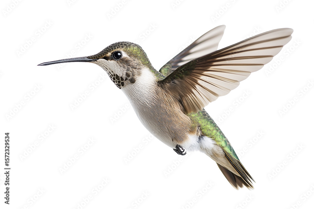 Fototapeta premium Hummingbird in Flight, Isolated on Transparent PNG, Detailed, Vibrant, Wildlife Photography