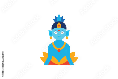 Janmashtami Krishna with spiritual aura divine presence vector art illustration