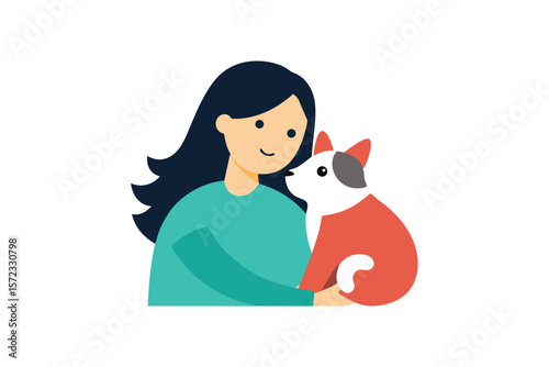 Pet and owner cuddling keep the bond affectionate bond vector art illustration