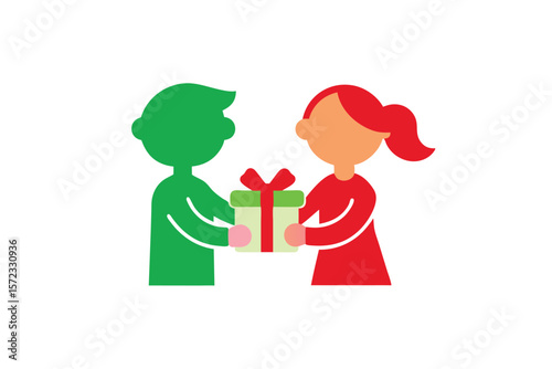 Siblings sharing a gift keep the bond thoughtful gesture vector art illustration